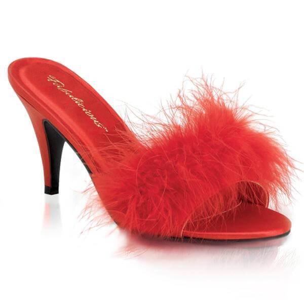 Fabulicious | Classic marabou slipper | red