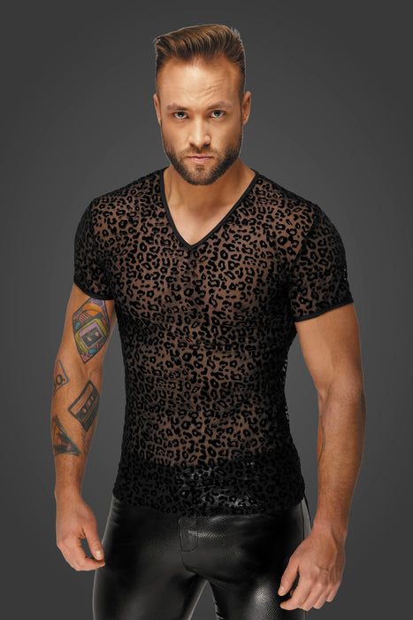Noir Handmade | leopard mesh | V-hals shirt