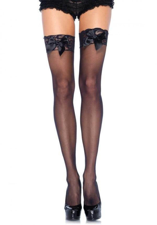Leg Avenue | Sheer Lace Top and bow thigh high - Mail & Female
