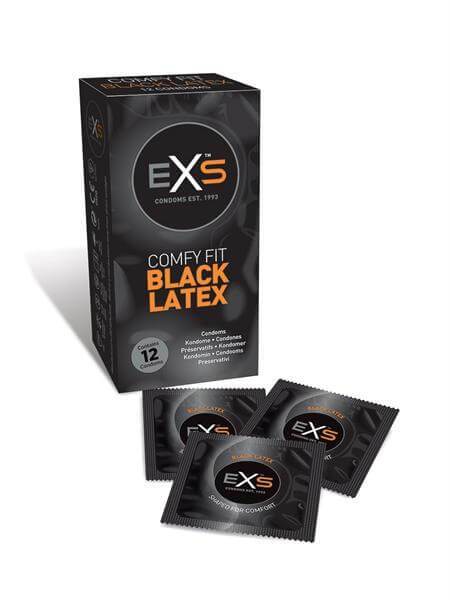EXS | black latex comfy pit | 12 condooms - Mail & Female