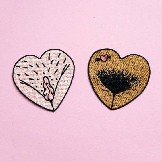Embroidered Vulva Patch | I Love My Bush! | The Vulva Gallery - Mail & Female