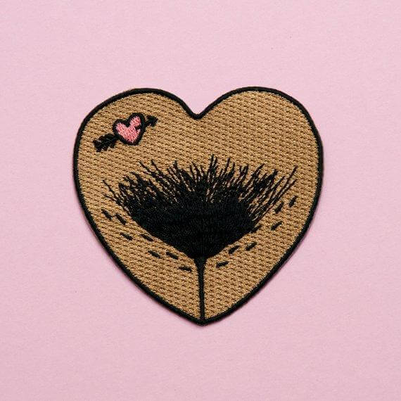 Embroidered Vulva Patch | I Love My Bush! | The Vulva Gallery - Mail & Female