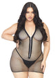 Leg Avenue | Fishnet zip up halter mini dress | Queen size
