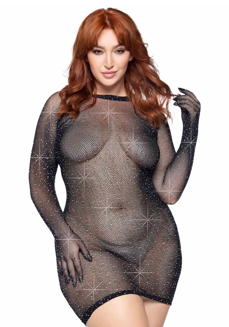 Lay Avenue | Rhinestone fishnet gloved dress | queen size.