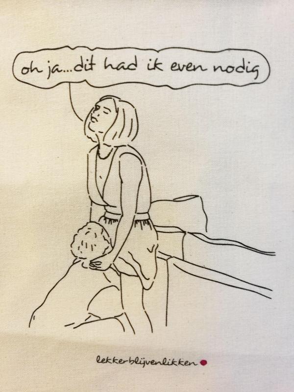 canvas tot bag met grappige illustratie