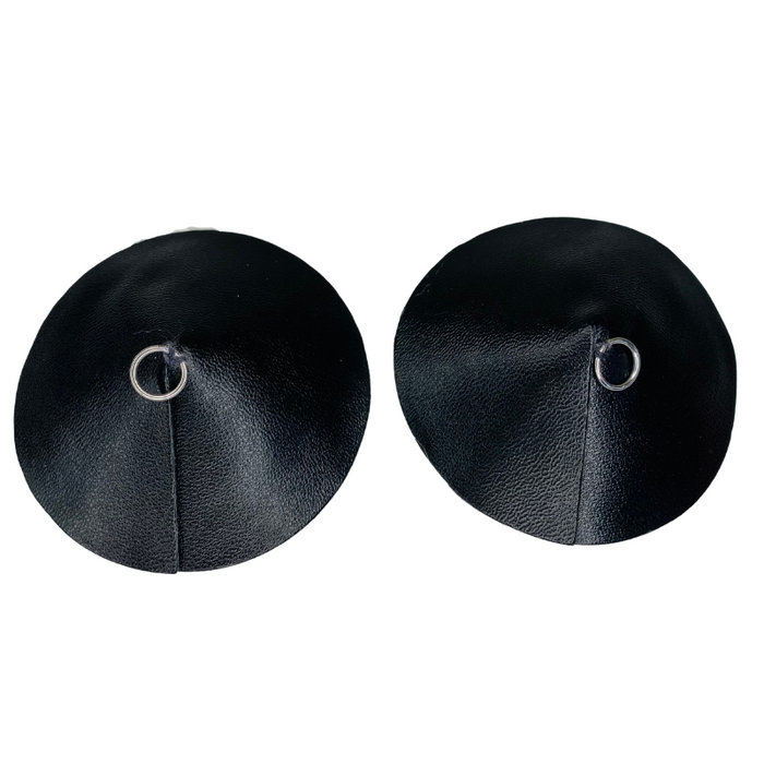 Diva | O-Ring PU Leather Pasties | black-silver